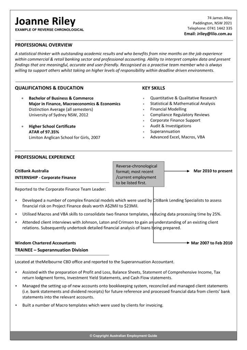 how to write a reverse chronological resume