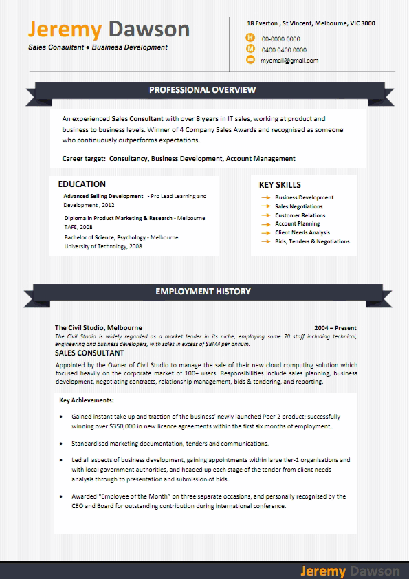 sales resume template example